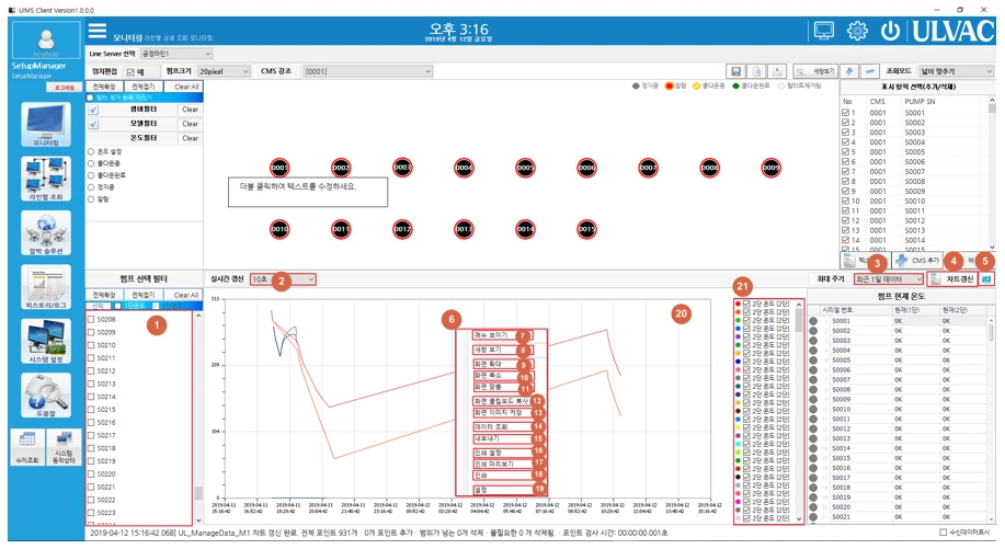 [Ulvac] UiMS monitoring
<br> ㆍ개발언어: Microsoft .Net Framework 4.5 (C# Application Server),MSSQL Server (Express or Standard 버전)
 ㆍ개발툴: Microsoft Visual Studio, Windows Server 2008, 2012, 2014, 2016
 ㆍ개발시기: 작업 시기 : 2019. 3
<br>