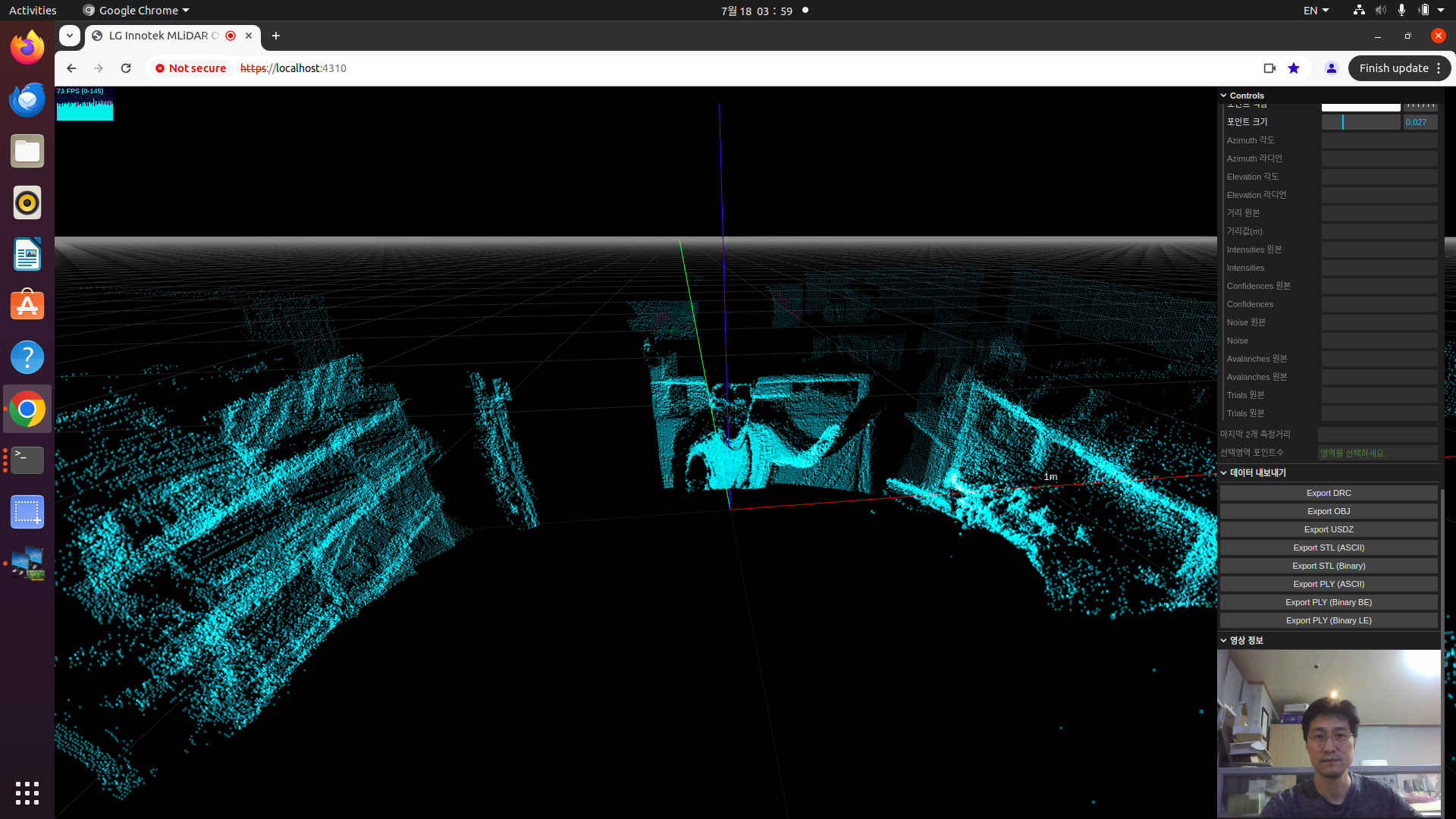 [Lginnotek] 3D LiDAR MONITORING
<br> ㆍ개발언어: Microsoft .Net Core 8.0
 ㆍ개발툴: Microsoft Visual Studio, Windows Server 2022
 ㆍ개발시기: 작업 시기 : 2024. 02
<br>