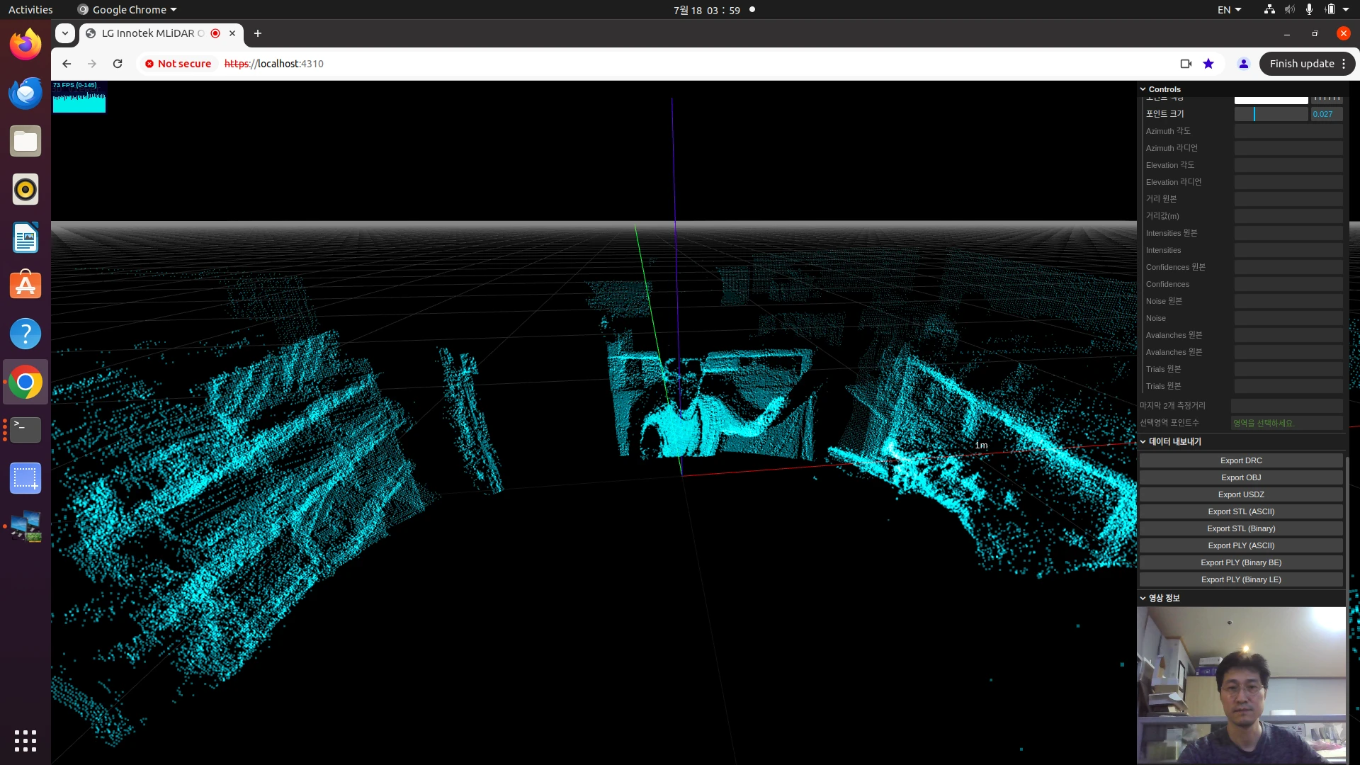 [Lginnotek] 3D LiDAR MONITORING
<br> ㆍ개발언어: Microsoft .Net Core 8.0
 ㆍ개발툴: Microsoft Visual Studio, Windows Server 2022
 ㆍ개발시기: 작업 시기 : 2024. 02
<br>