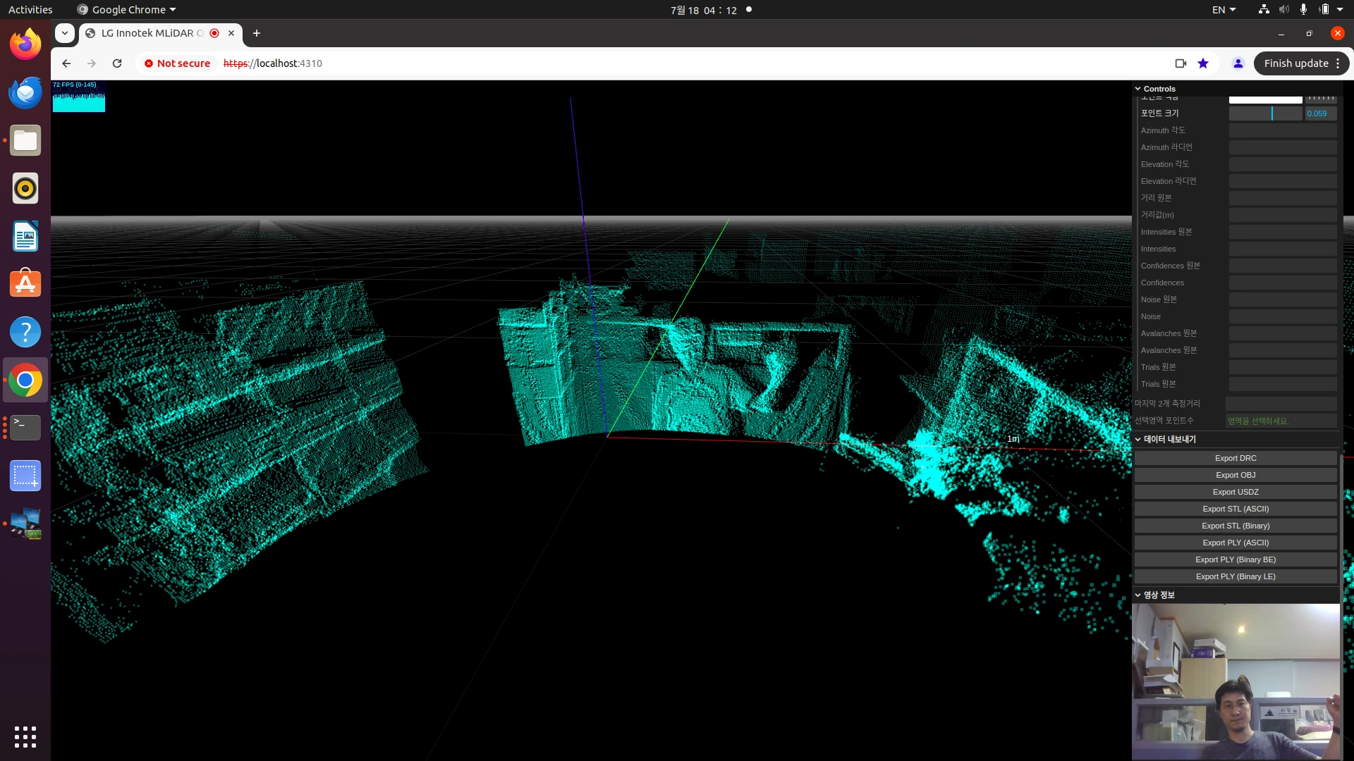 [Lginnotek] 3D LiDAR MONITORING
<br> ㆍ개발언어: Microsoft .Net Core 8.0
 ㆍ개발툴: Microsoft Visual Studio, Windows Server 2022
 ㆍ개발시기: 작업 시기 : 2024. 02
<br>